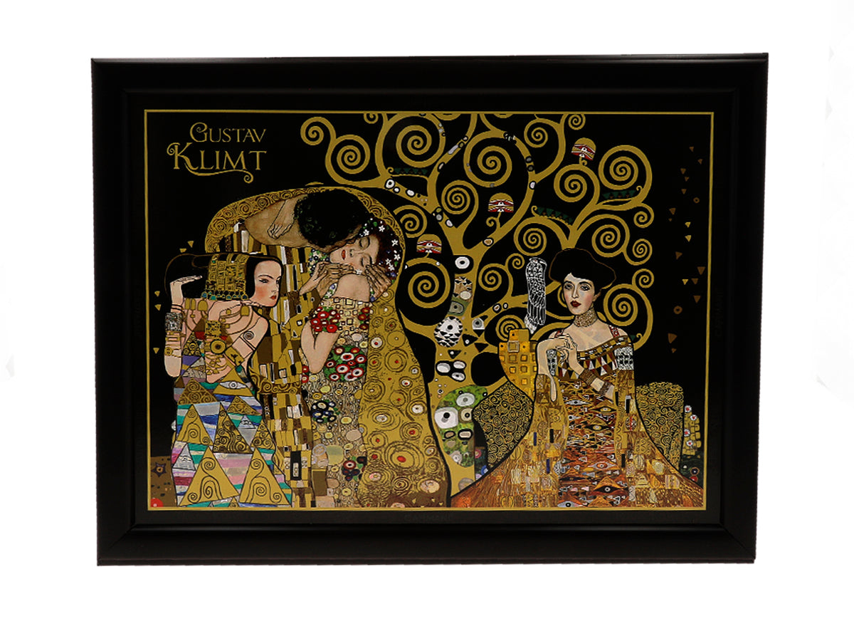 Podstawka pod laptopa G. Klimt, Kolaż (CARMANI) z możliwością personalizacji grawerem, idealna na prezent, wymiary 30.5x40.5cm, stylowa i wygodna do pracy na kolanach