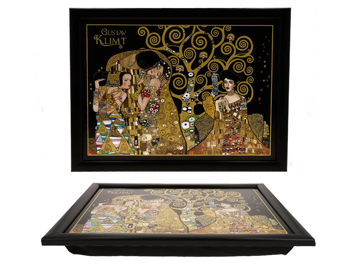 Podstawka pod laptopa G. Klimt, Kolaż (CARMANI) z możliwością personalizacji grawerem, idealna na prezent, wymiary 30.5x40.5cm, stylowa i wygodna do pracy na kolanach