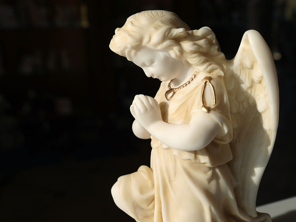 Alabastrowy Anioł Modlący się - Figurka z Alabastru 25cm z Możliwością Personalizacji Grawerem