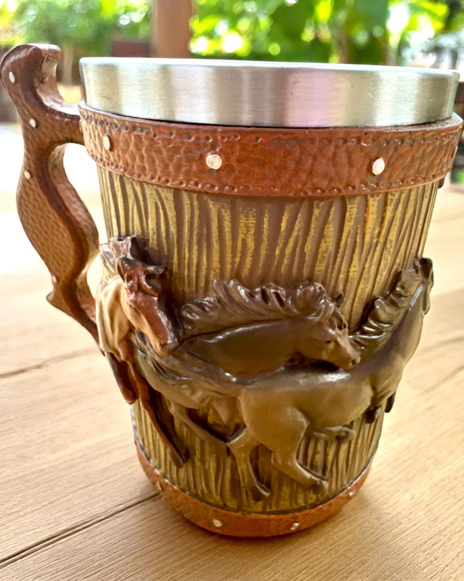 Tasse avec motif de chevaux, 330 ml, possibilité de personnalisation par gravure pour cadeau
