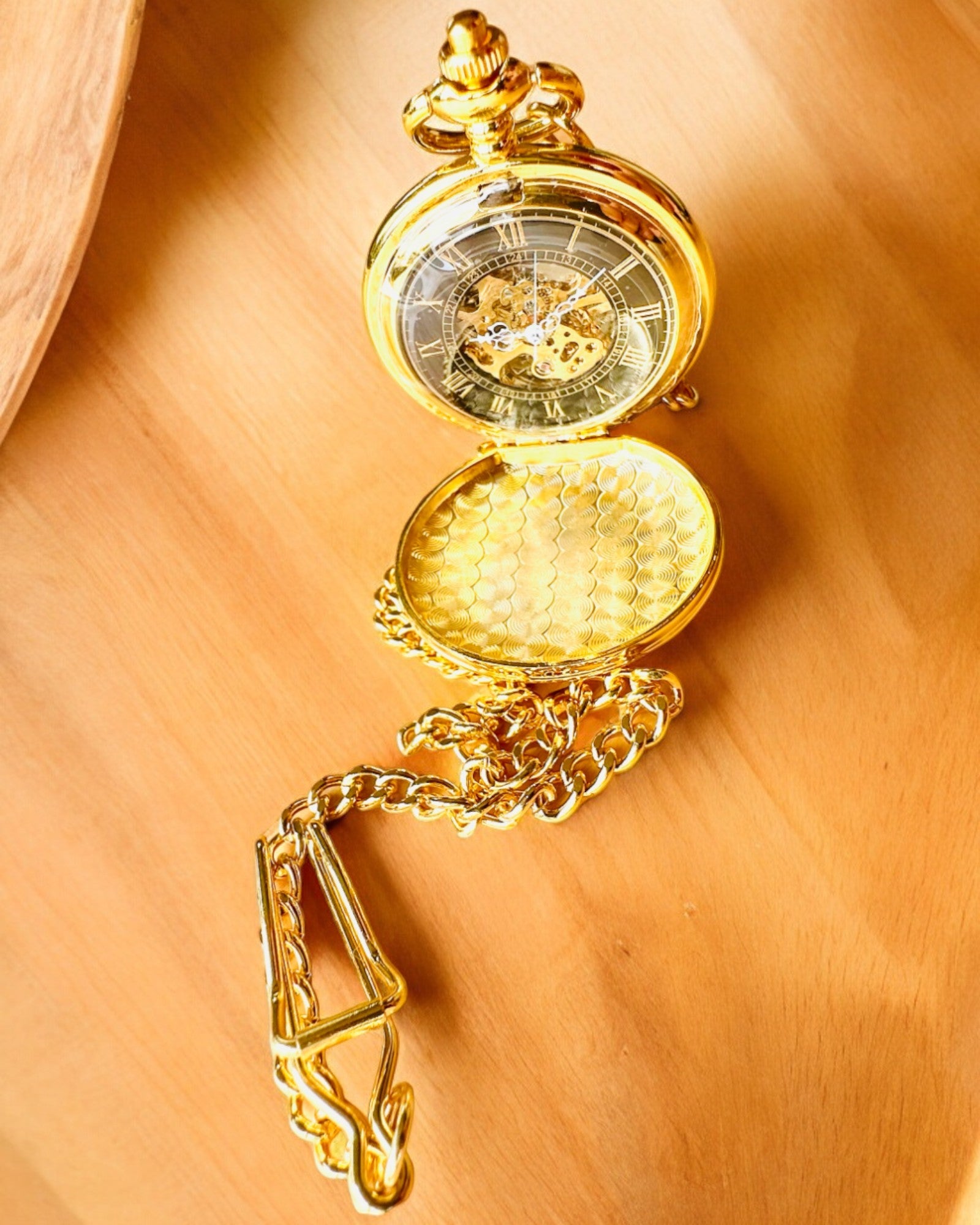 Montre de Poche Grand Elegance à Double Couvercle, Manuelle, Couleur Or, avec gravure pour cadeau
