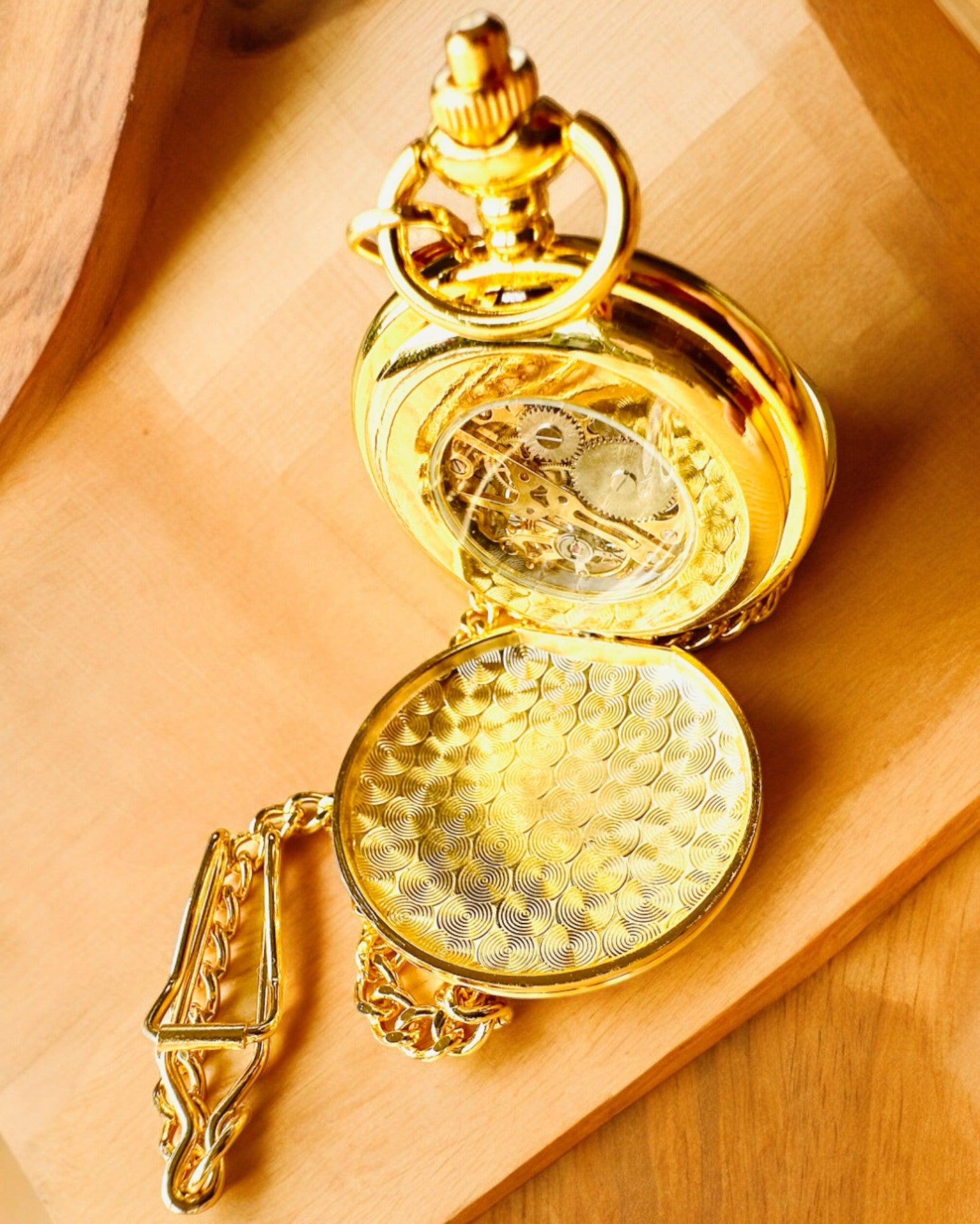 Montre de Poche Grand Elegance à Double Couvercle, Manuelle, Couleur Or, avec gravure pour cadeau