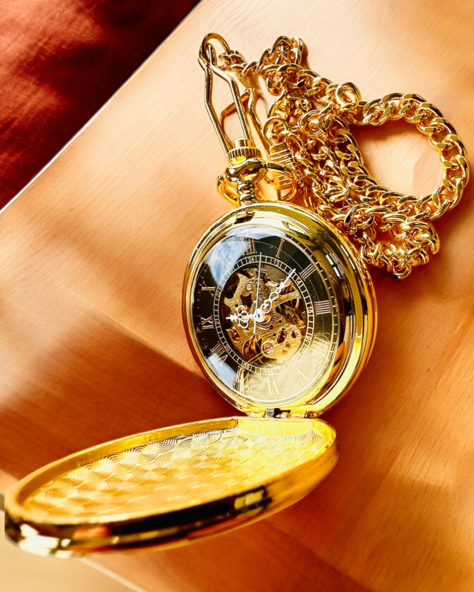 Montre de Poche Grand Elegance à Double Couvercle, Manuelle, Couleur Or, avec gravure pour cadeau
