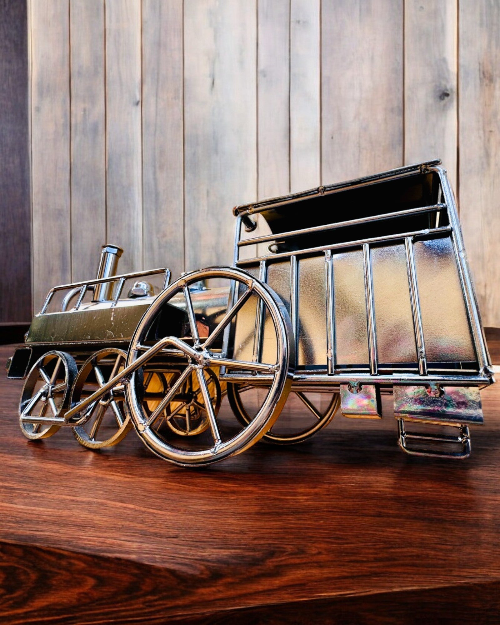 Locomotief van ijzer "Retro Express" – decoratie, model, handgemaakt met de mogelijkheid tot graveren als cadeau