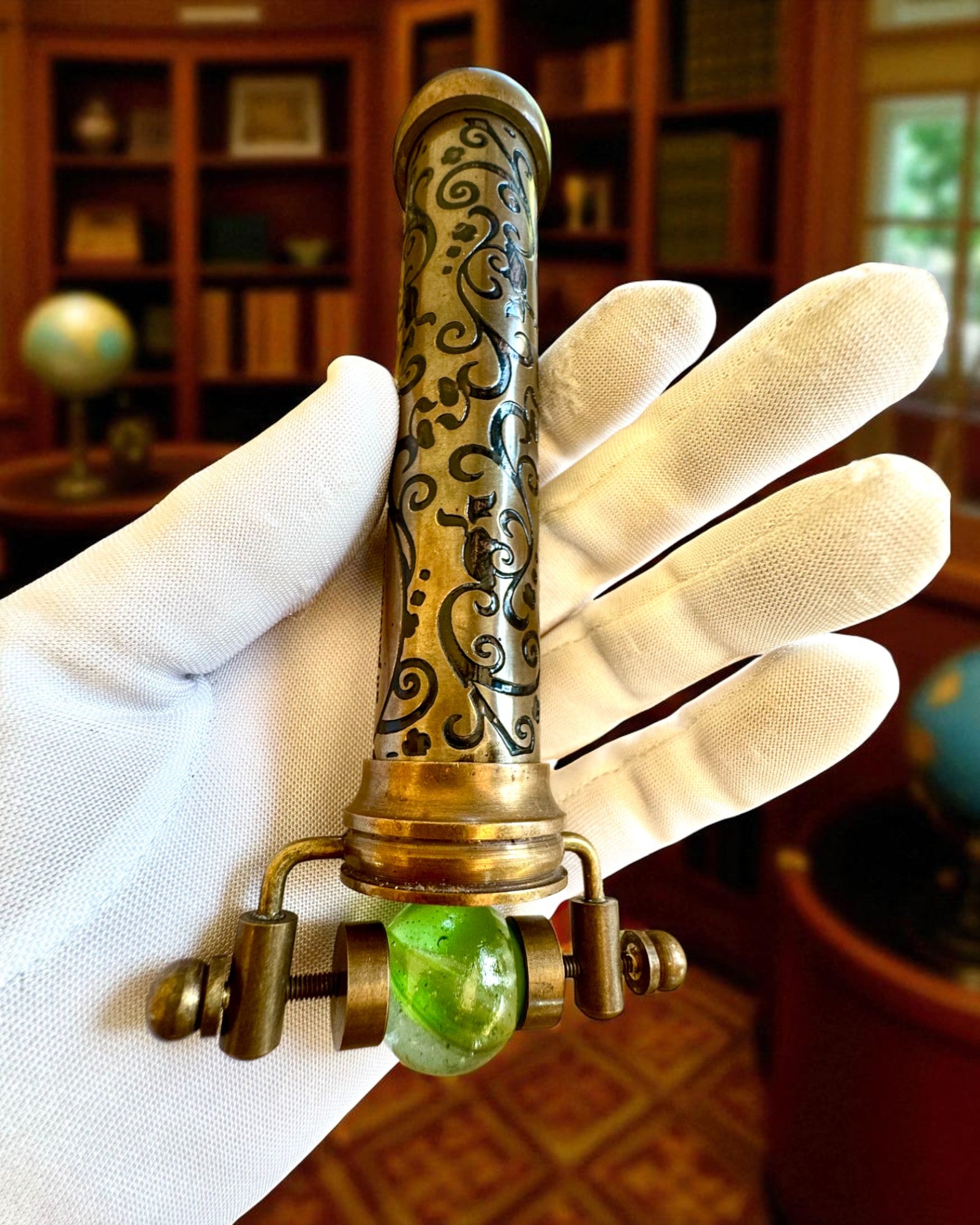 Kaleidoscope Vintage "Emerald Dreams", 15 cm – handcrafted, customizable with engraving for a gift