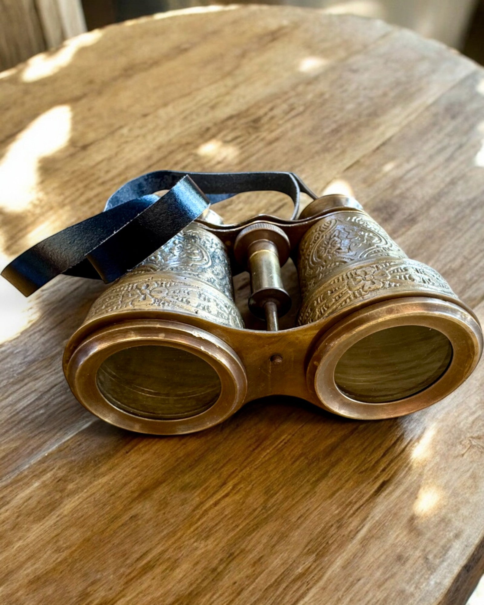 Binoculars with leather case Victorian's Eye, 11 cm Brass, Hand-decorated, personalization with engraving for a gift