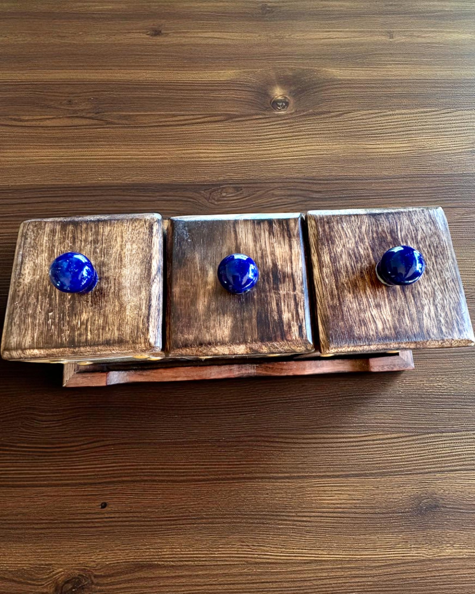 Ensemble Royal Trio – Thé, Café, Sucre en bois de Shisham, fait à la main, avec option de gravure pour cadeau