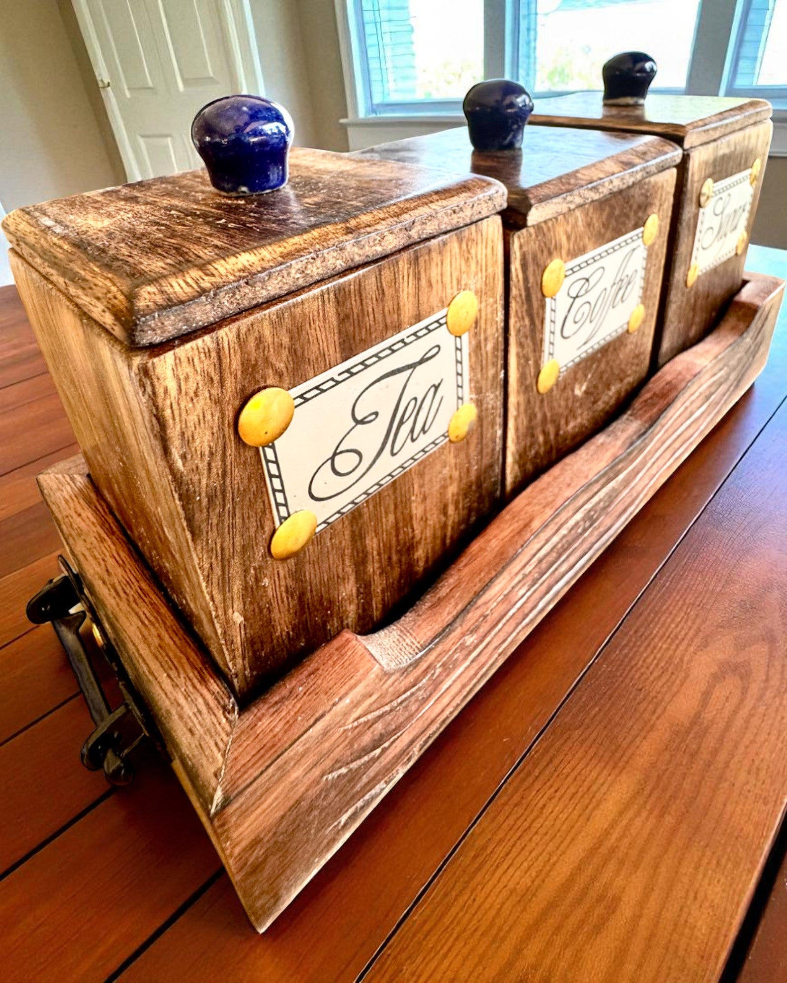 Royal Trio Set – Tea, Coffee, Sugar made of Shisham wood, handmade, with engraving option for a gift