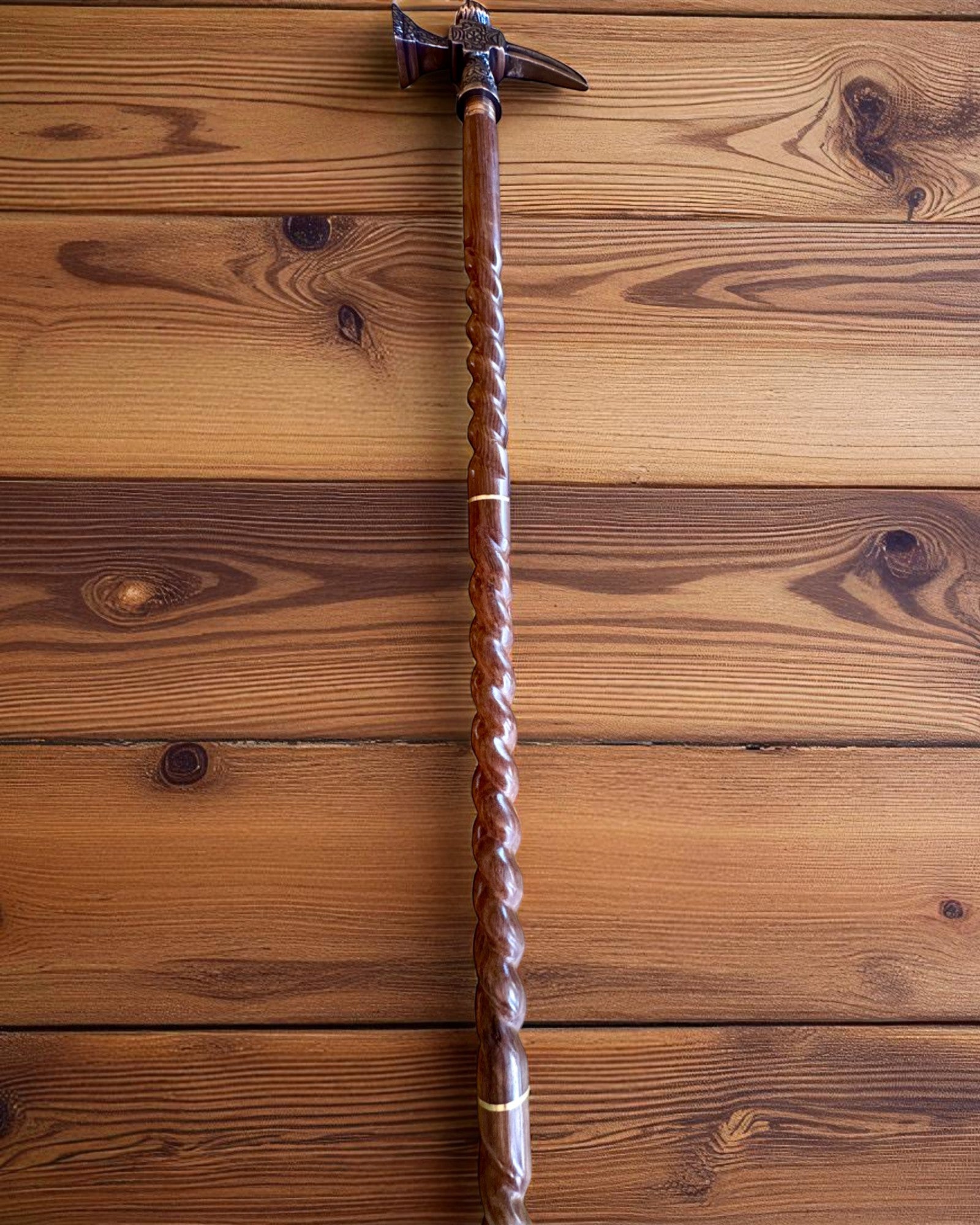 Canne de marche - WIKING avec tête en forme de marteau de guerre, possibilité de personnalisation par gravure pour cadeau