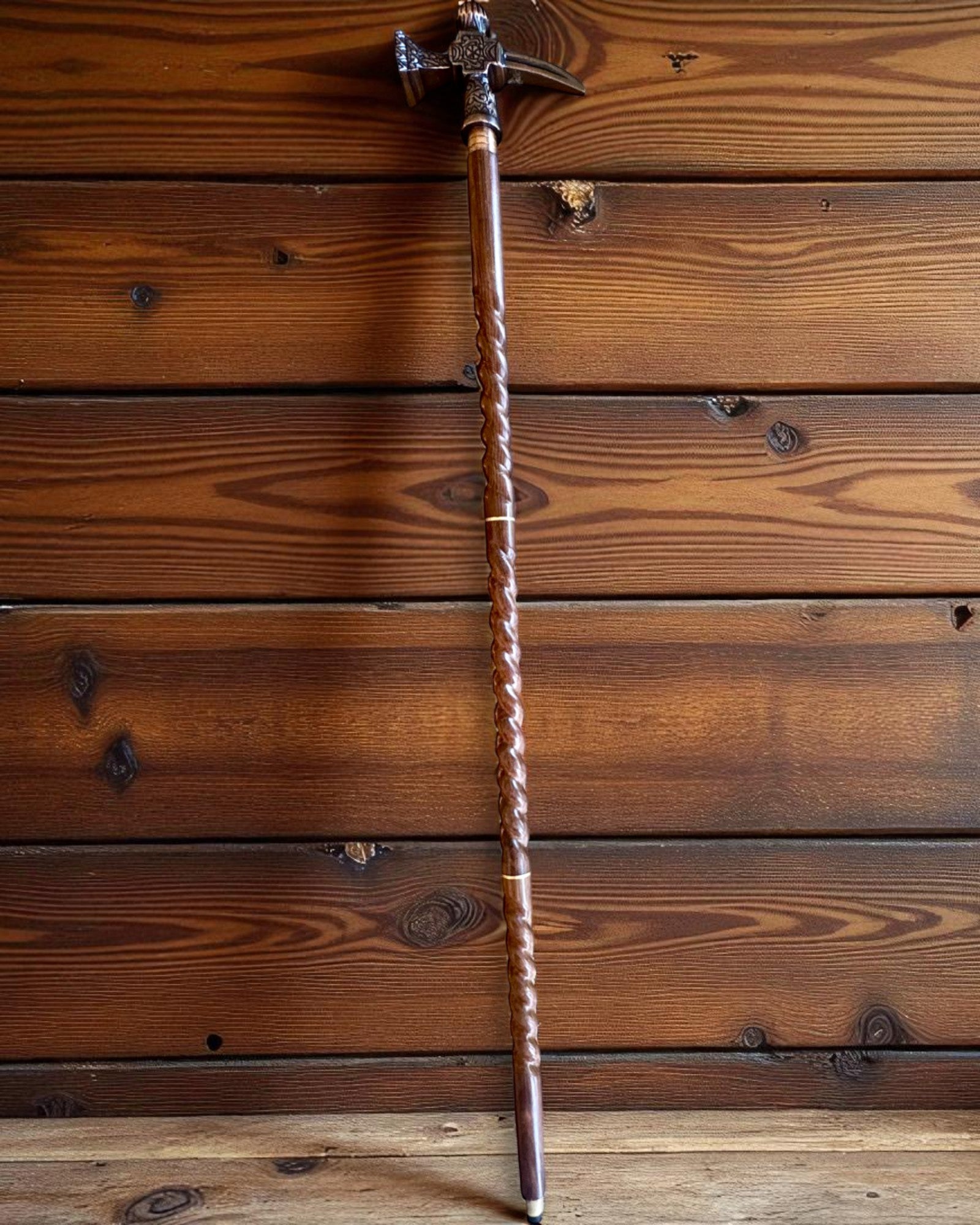 Canne de marche - WIKING avec tête en forme de marteau de guerre, possibilité de personnalisation par gravure pour cadeau