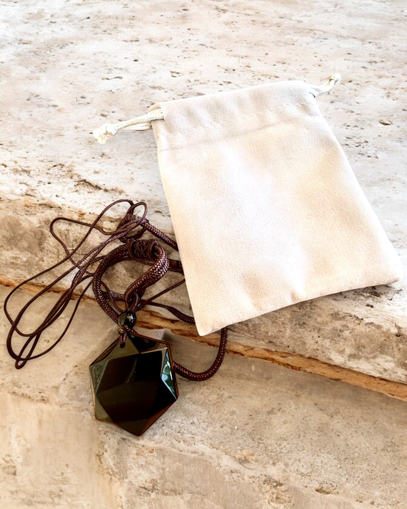 Black Obsidian "Star of David" Amulet, customizable with engraving for a gift