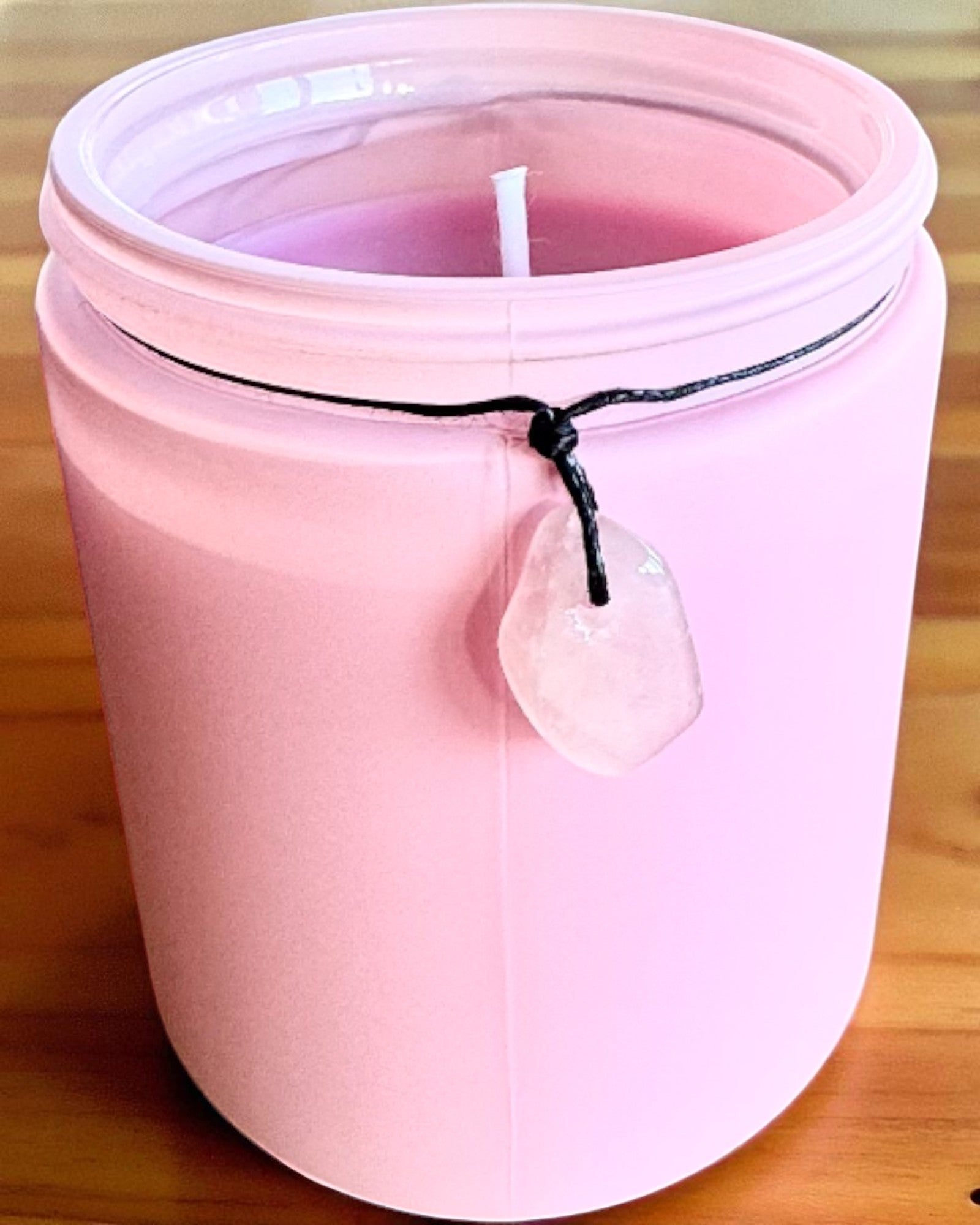 Bougie de soja intentionnelle Quartz Rose – amour, harmonie et paix du cœur, 250 ml, possibilité de personnalisation pour cadeau