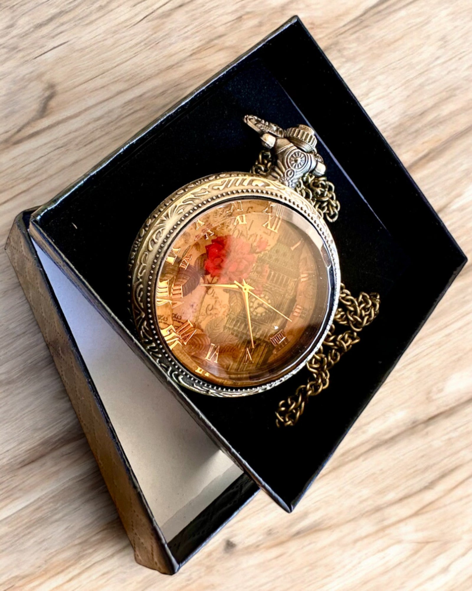 Montre de poche "Vintage Charm" personnalisation avec gravure pour cadeau