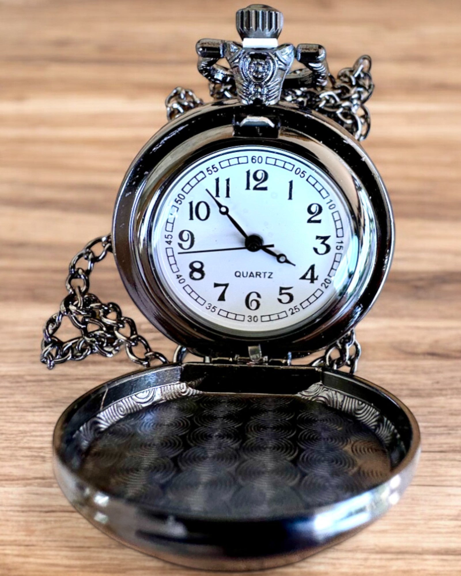 Zakhorloge Unicorn Elegance met ketting, eenhoornmotief, gratis graveren op bestelling