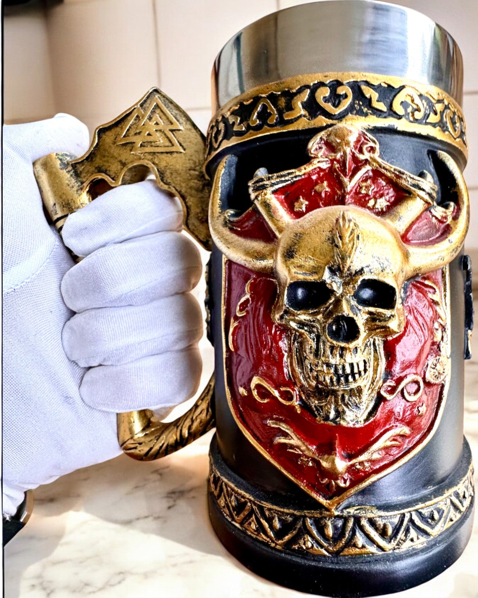 Karnawałowy Kufel Wojownika - 600 ml, 16 cm de hauteur, possibilité de personnalisation avec gravure pour cadeau