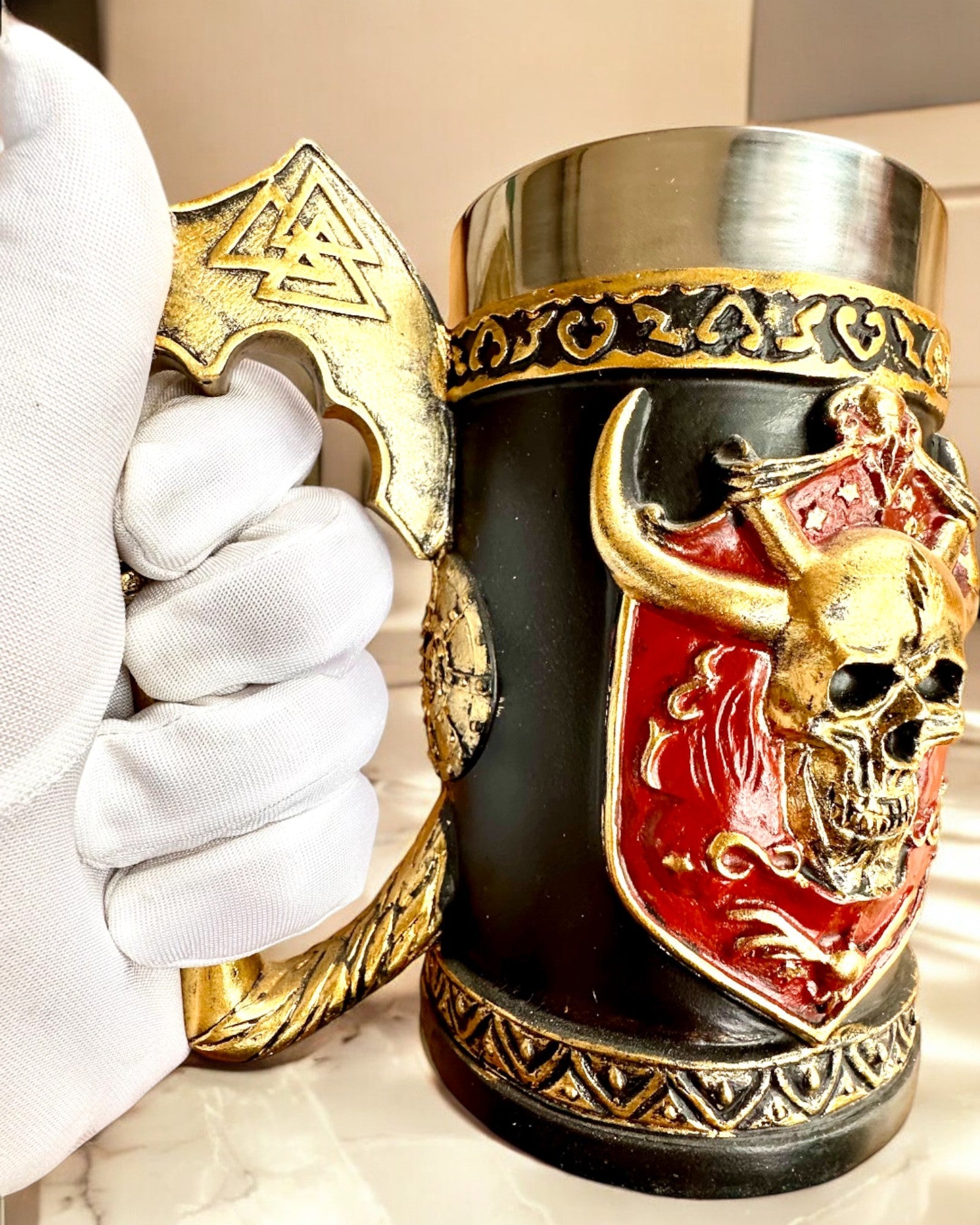Karnawałowy Kufel Wojownika - 600 ml, 16 cm de hauteur, possibilité de personnalisation avec gravure pour cadeau