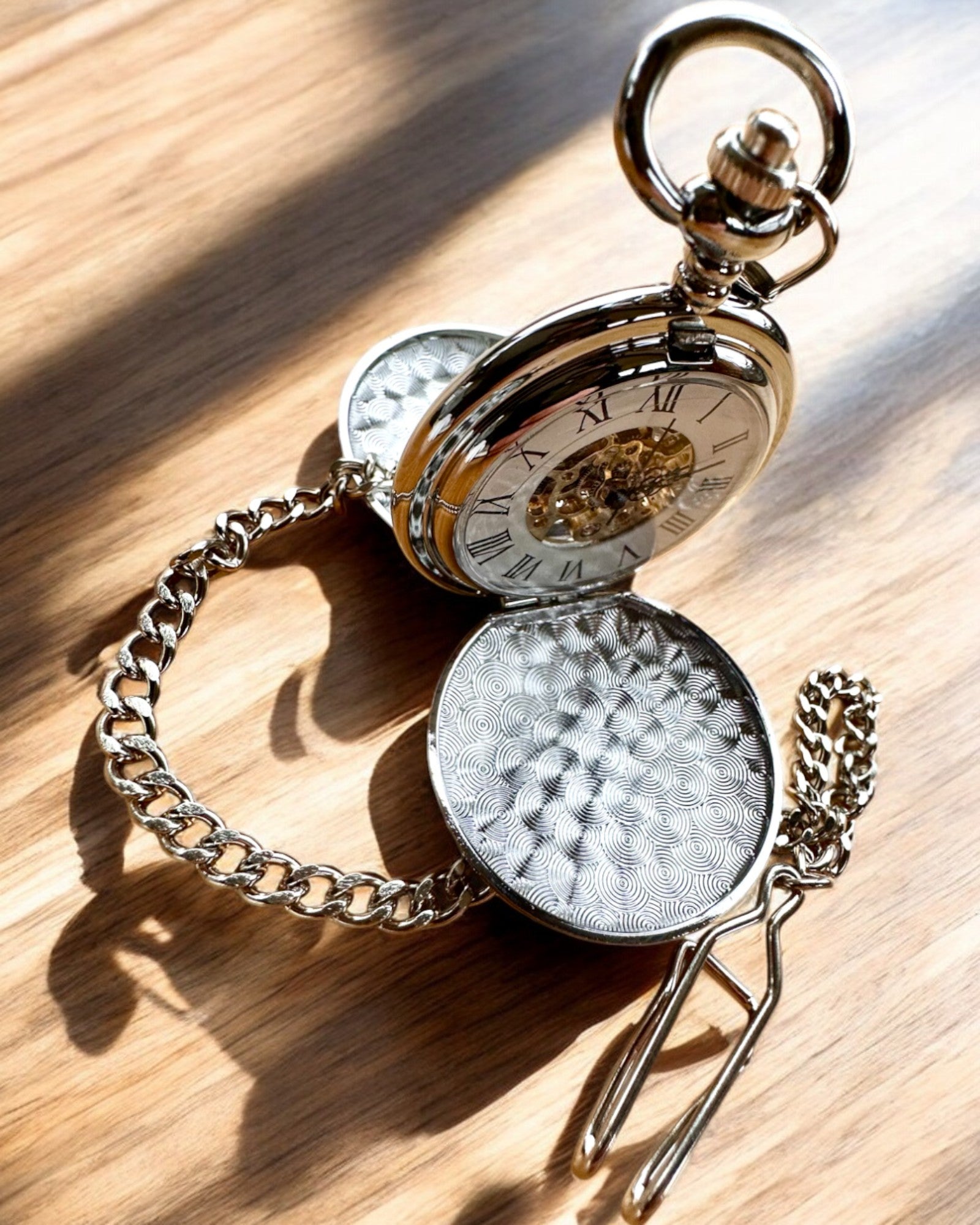 Montre de Poche Mécanique Classique à Double Couvercle, Manuelle, Couleur Argentée