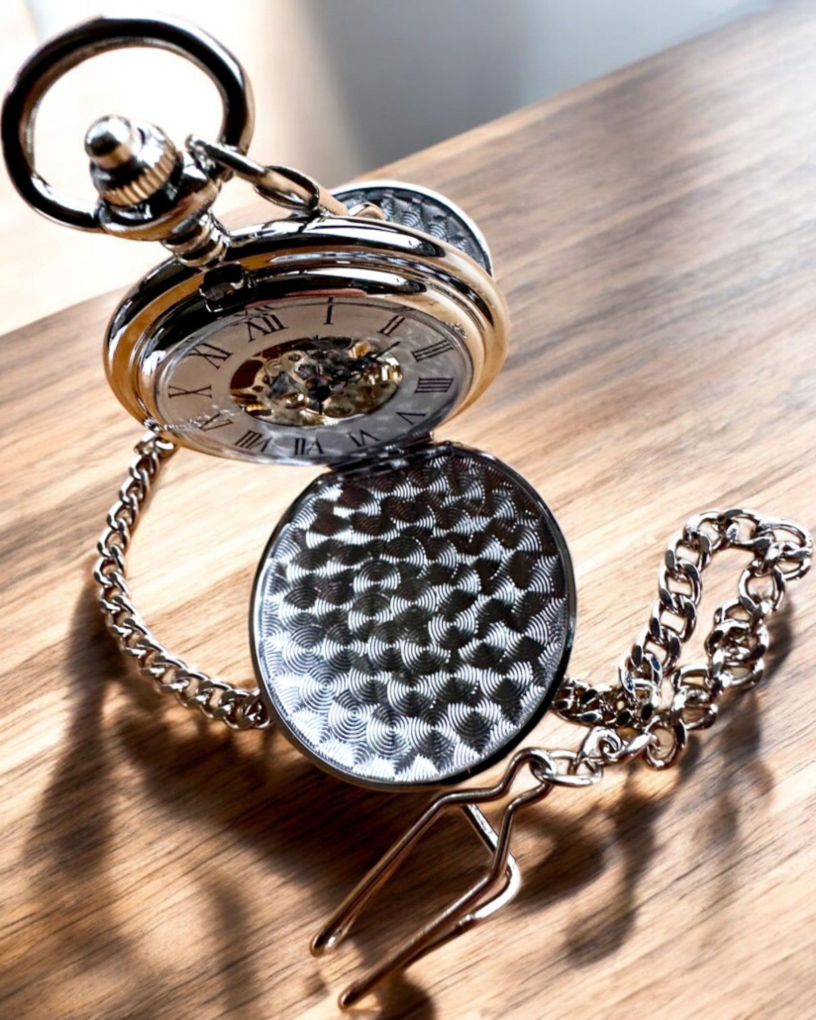 Montre de Poche Mécanique Classique à Double Couvercle, Manuelle, Couleur Argentée