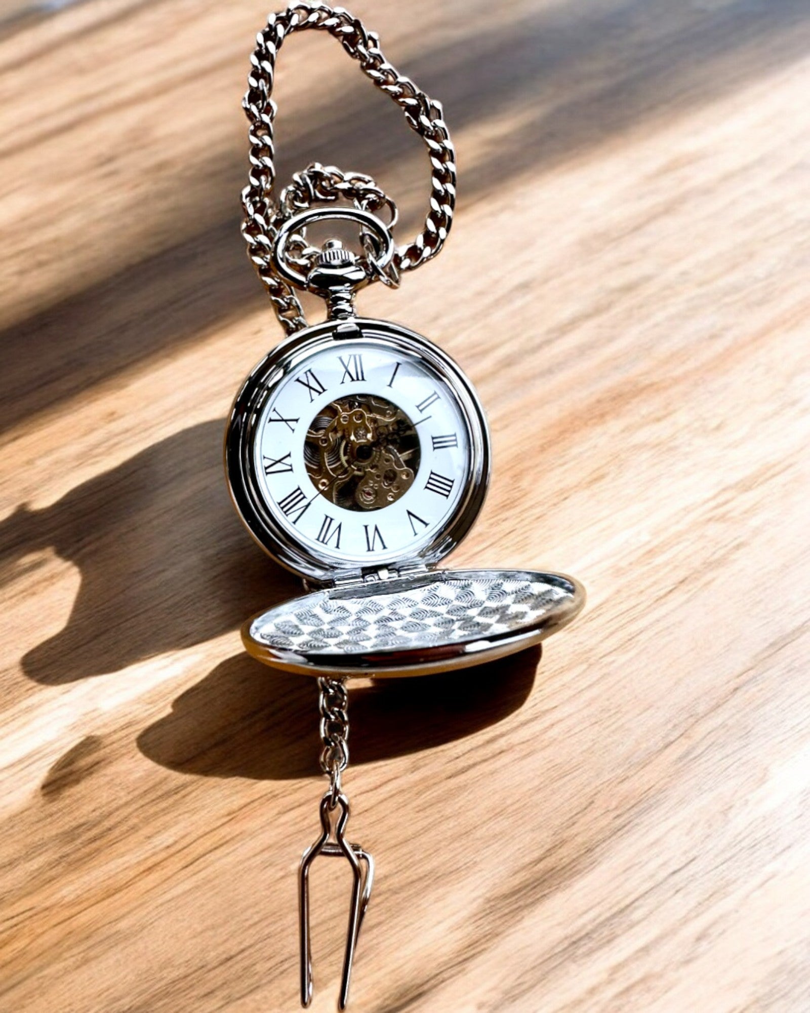 Montre de Poche Mécanique Classique à Double Couvercle, Manuelle, Couleur Argentée