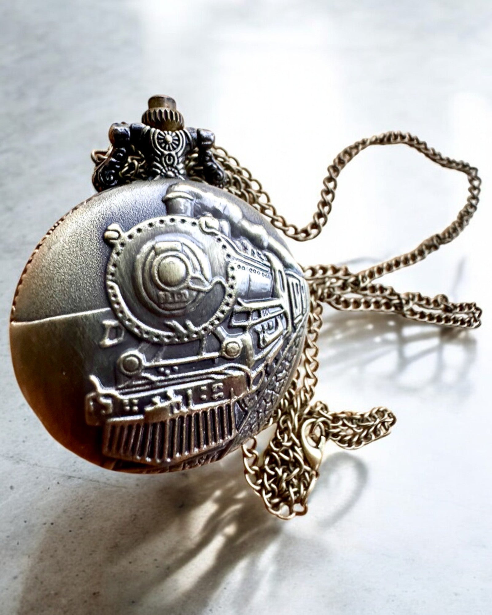 Montre de Poche Locomotive du Temps avec gravure, en cadeau, motif de train