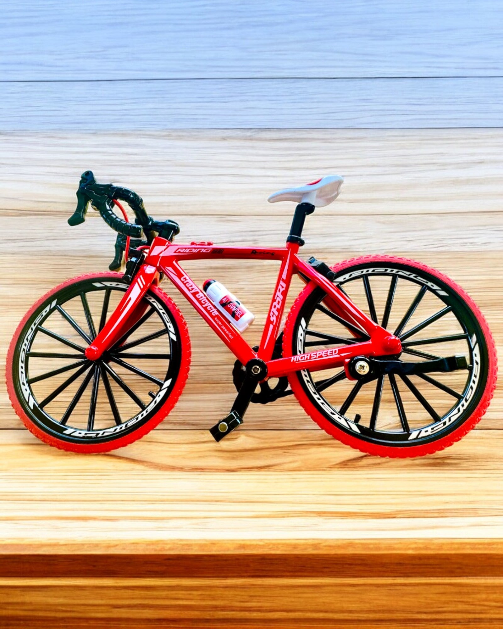 Miniatuur Metalen Model Rode Fiets "SpeedMaster" personalisatie met gravure als cadeau, 2 kleuropties