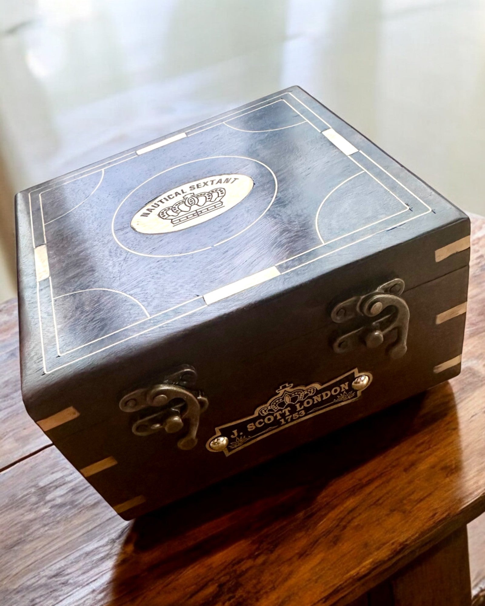 Grote Houten Doos voor Sextant premium "Mariner's Legacy" met Gravure Mogelijkheid