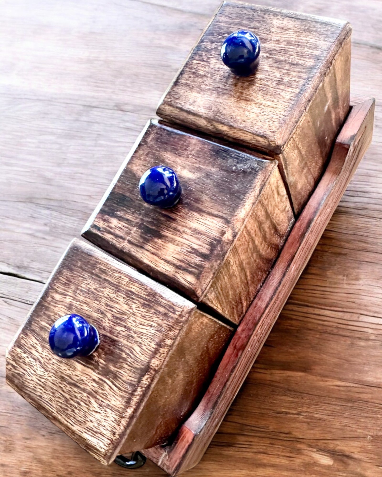 Ensemble Royal Trio – Thé, Café, Sucre en bois de Shisham, fait à la main, avec option de gravure pour cadeau