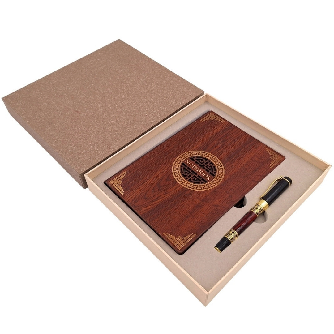 Coffret cadeau exclusif premium : carnet A5 en bois + stylo – EE2