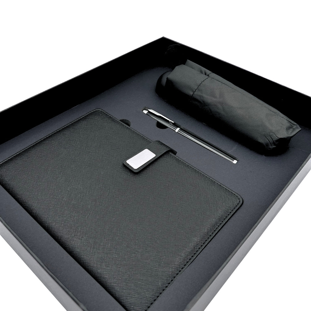 Coffret cadeau élégant - Carnet en cuir avec parapluie et stylo dans une boîte cadeau - EE12
