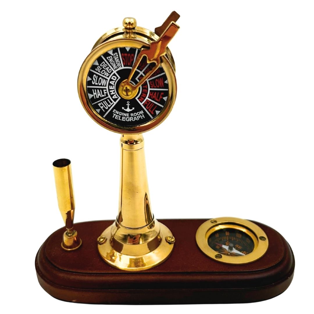 Élégant ensemble de bureau – Télégraphe de machine, boussole, porte-stylo – TT018