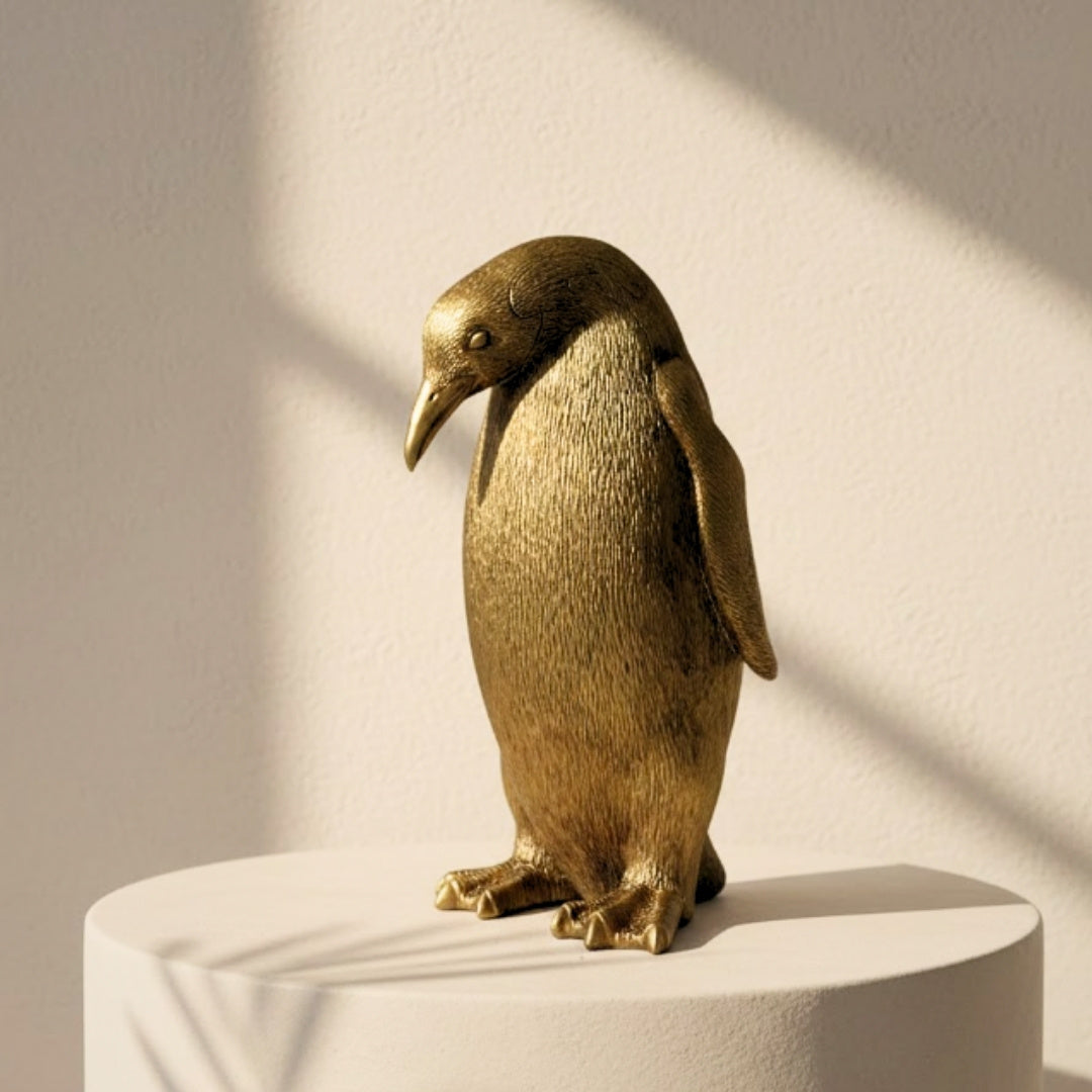 Statuette décorative pingouin doré Hauteur 20,5 cm – 3989FJZ