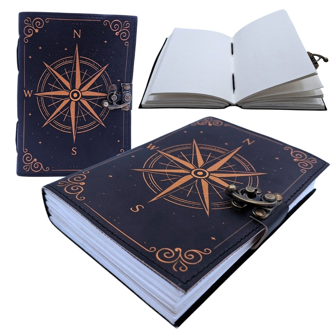 Carnet en cuir Rose des vents rétro – Cadeau pour navigateur - AH09