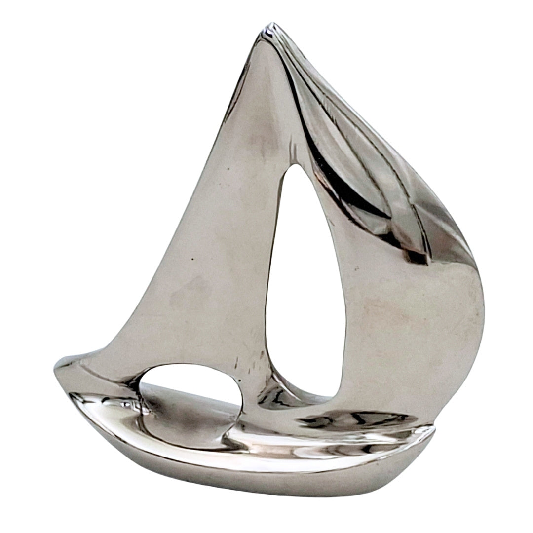 Elegante silberne Aluminium-Yacht 12,5 cm mit Gravurmöglichkeit