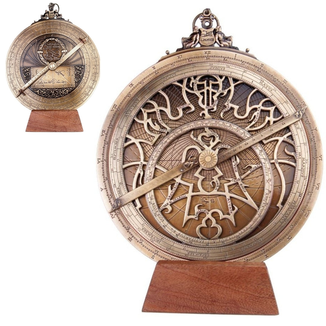 Grand astrolabe européen - diamètre 20 cm - cadeau premium pour astronome ou navigateur - H35