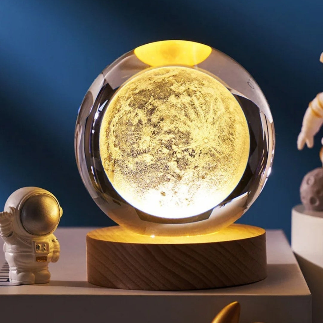 Boule de verre 3D Lune - Lampe de nuit LED USB - Gadget de bureau
- KKS