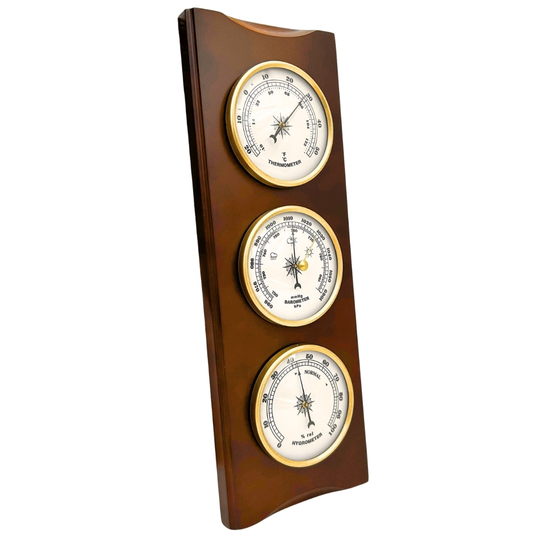 Station météo élégante – Baromètre thermomètre hygromètre 36cm rétro - YG336