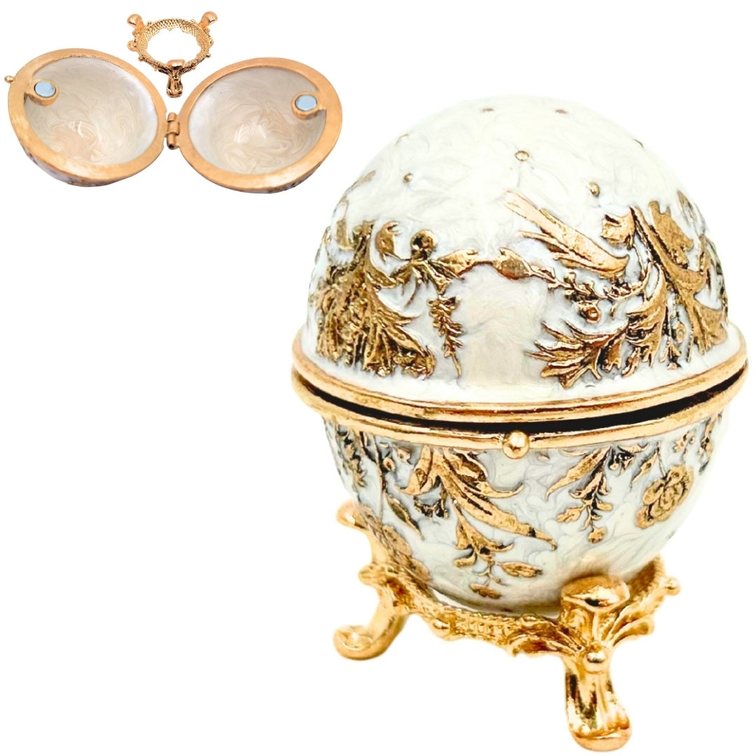 Boîte à bijoux exclusive œuf de Fabergé en métal avec cristaux - B0794-00