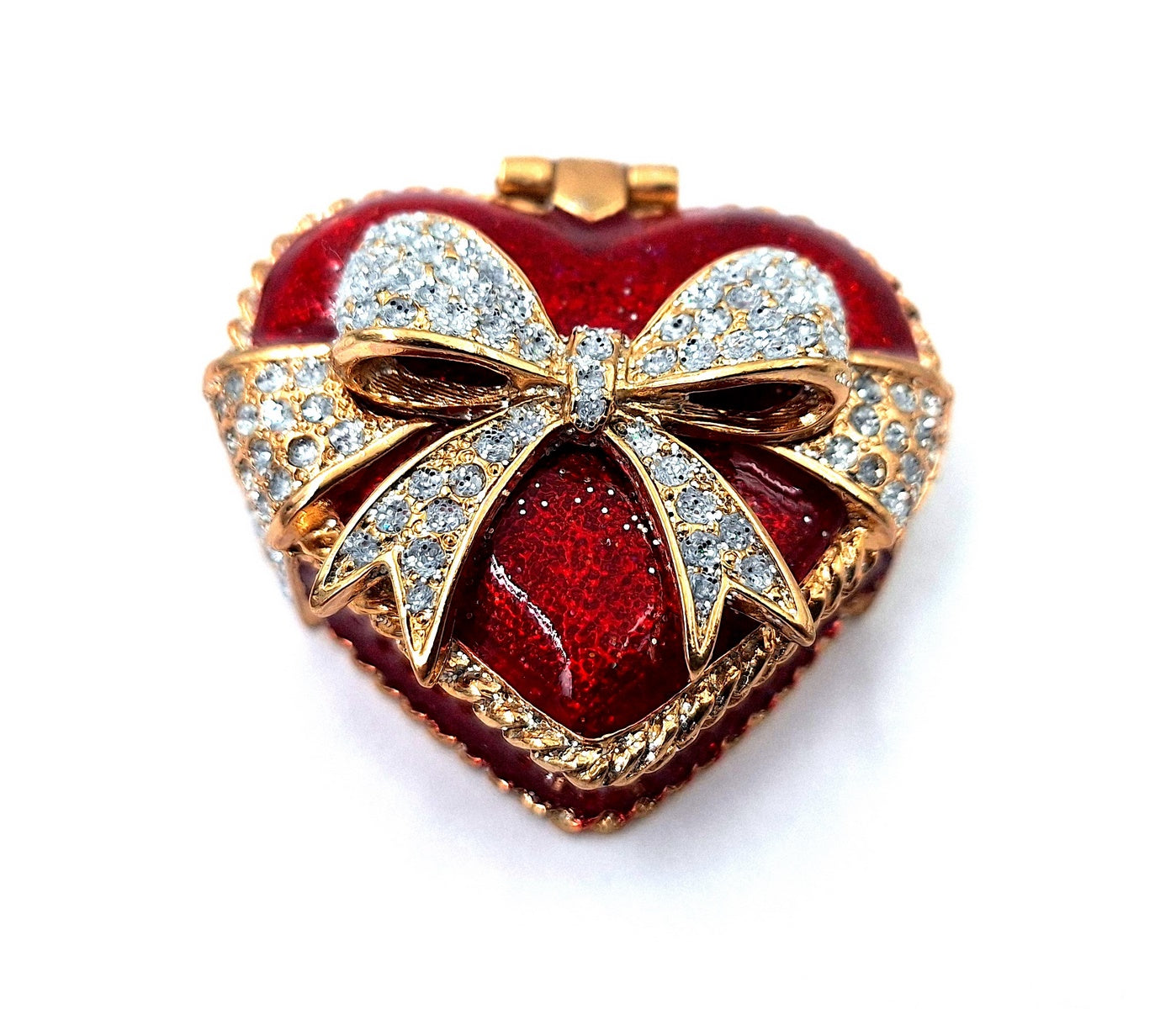 Petite boîte à bijoux exceptionnelle en métal avec cristaux - Cœur - B0747-00