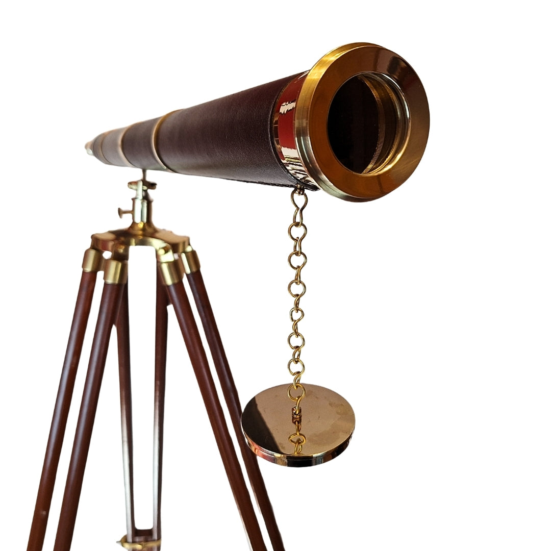 Grande longue-vue décorative sur trépied en bois – TWSS