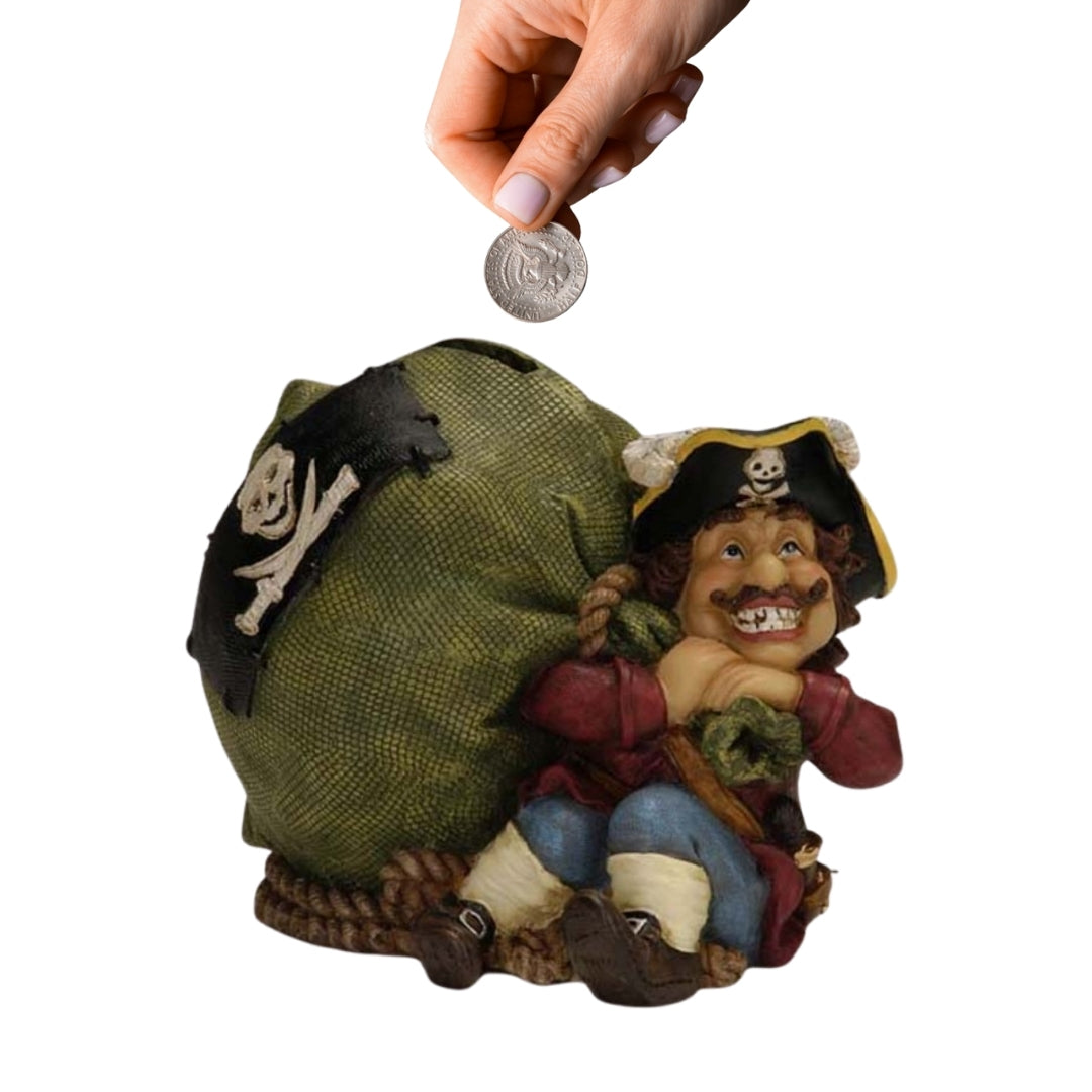 Tirelire décorative pirate avec trésor 14 cm - CE03852