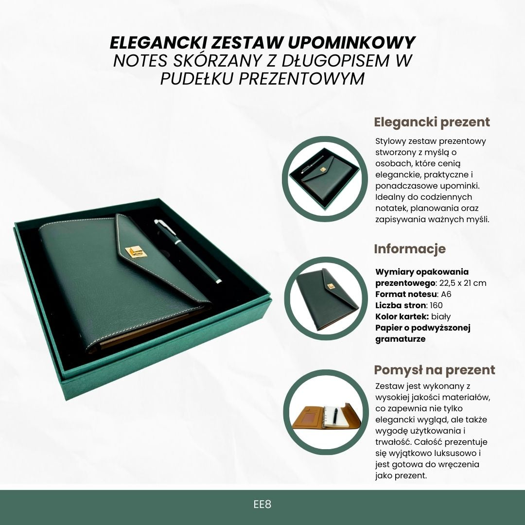 Élégant coffret cadeau - carnet en cuir avec stylo dans une boîte cadeau – premium – EE8