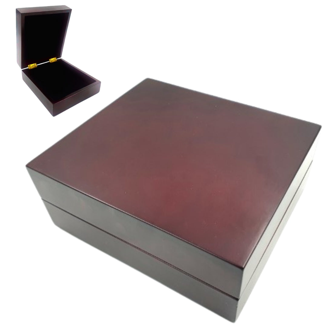Boîte cadeau en bois 14 x 16 x 6,7 cm pour cadeau avec insert en feutre - D349