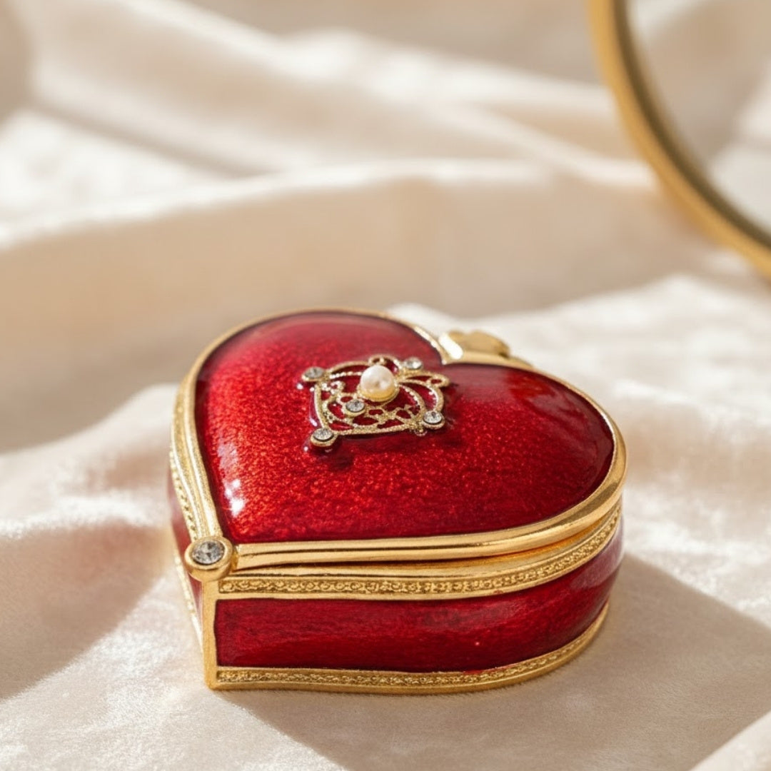 Boîte à bijoux exclusive - Cœur avec cristaux - B0767-06RD