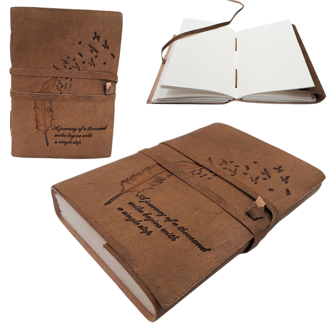 Carnet en cuir rétro avec inscription 200 pages - AH04