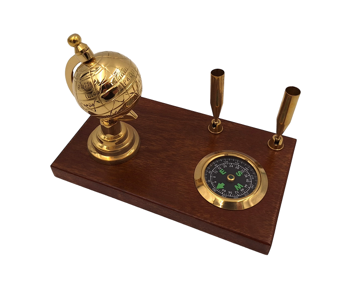 Ensemble décoratif de bureau : globe, boussole, porte-stylos - NC2144EZS
