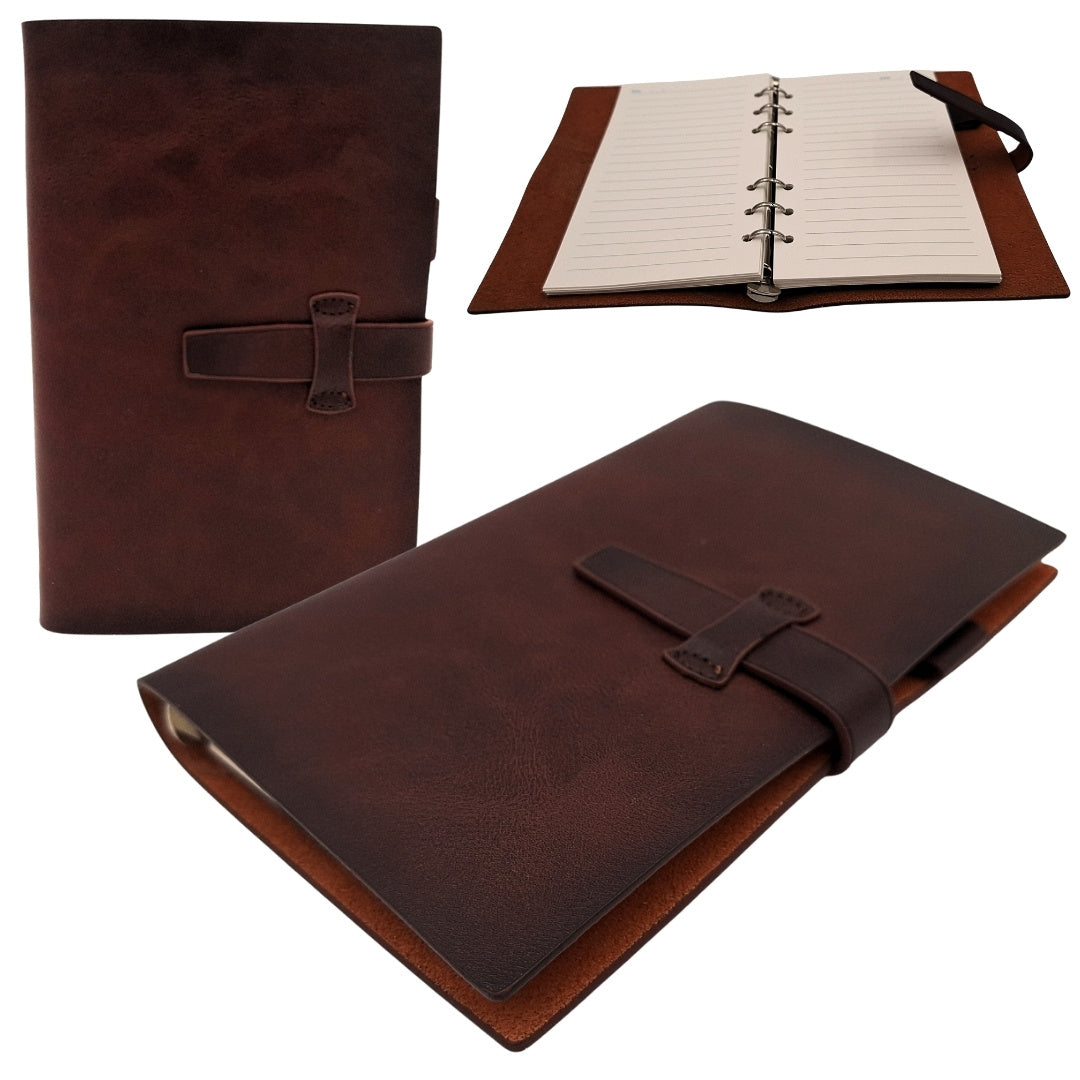 Carnet élégant en cuir A6 rétro vintage avec fermeture – Journal intime – EE3