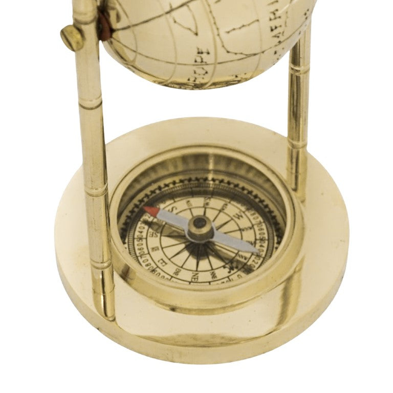 Globe décoratif en laiton avec compas MX1160