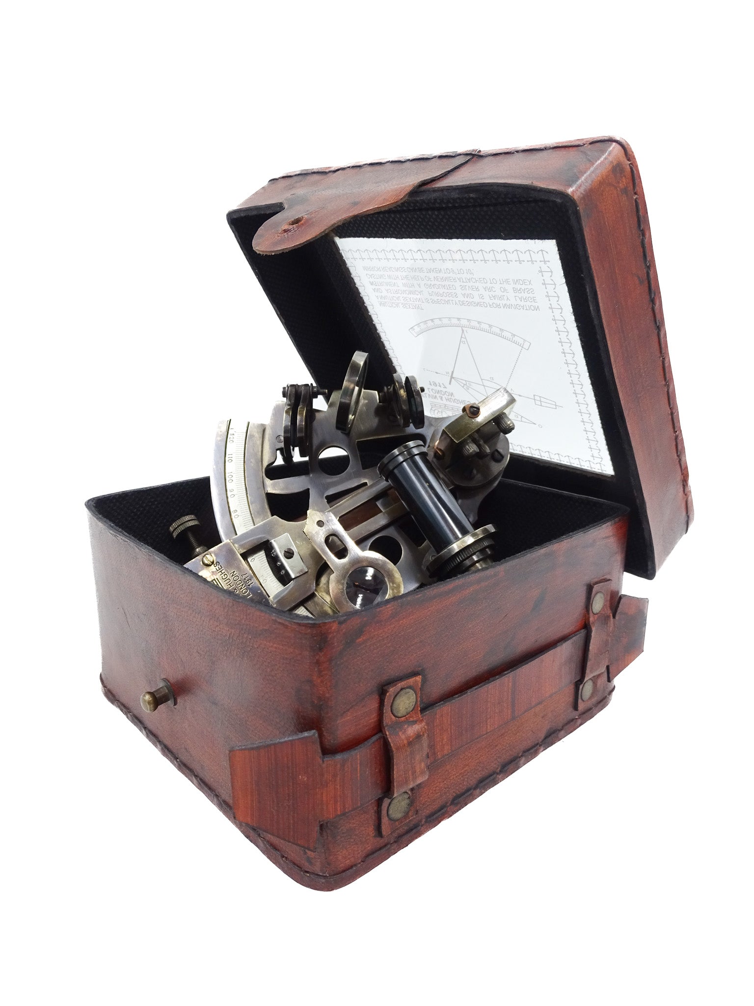 Sextant en laiton dans une boîte en cuir - NC1514B
