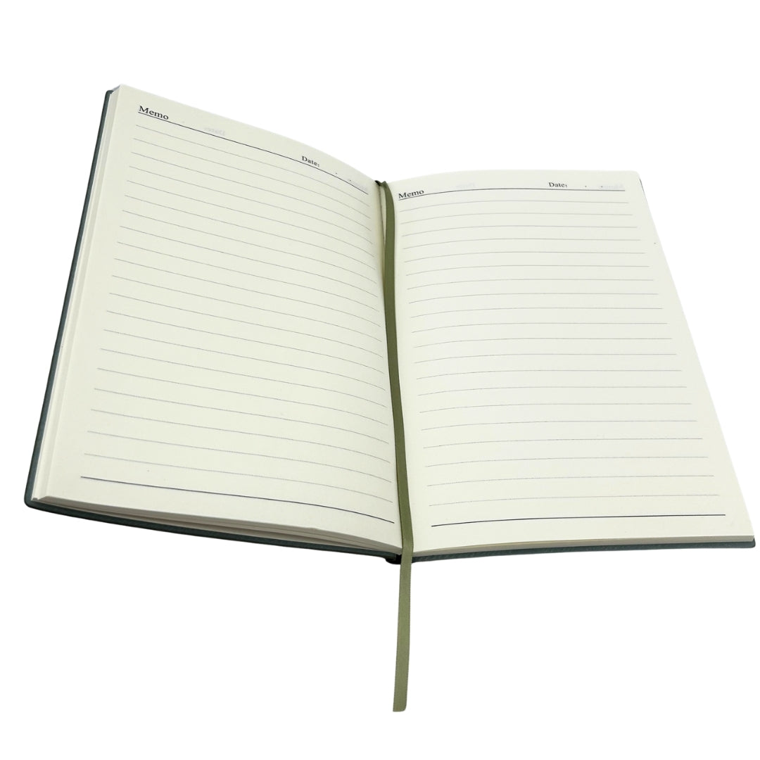 Coffret cadeau élégant - Carnet en cuir A5 avec stylo dans une boîte cadeau - Vert olive - EE14