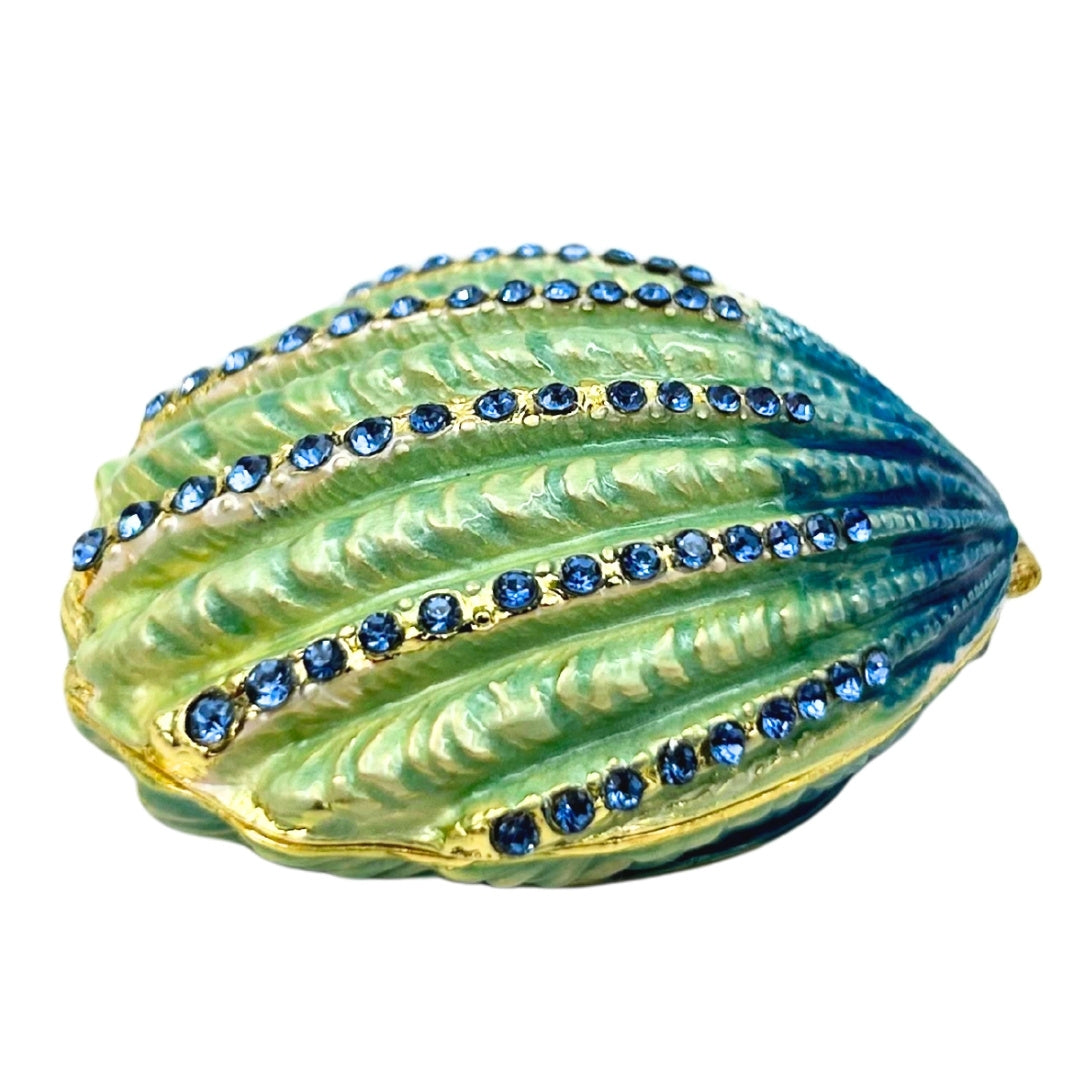 Petite boîte coffret à bijoux ornée de cristaux – Coquillage – HX068